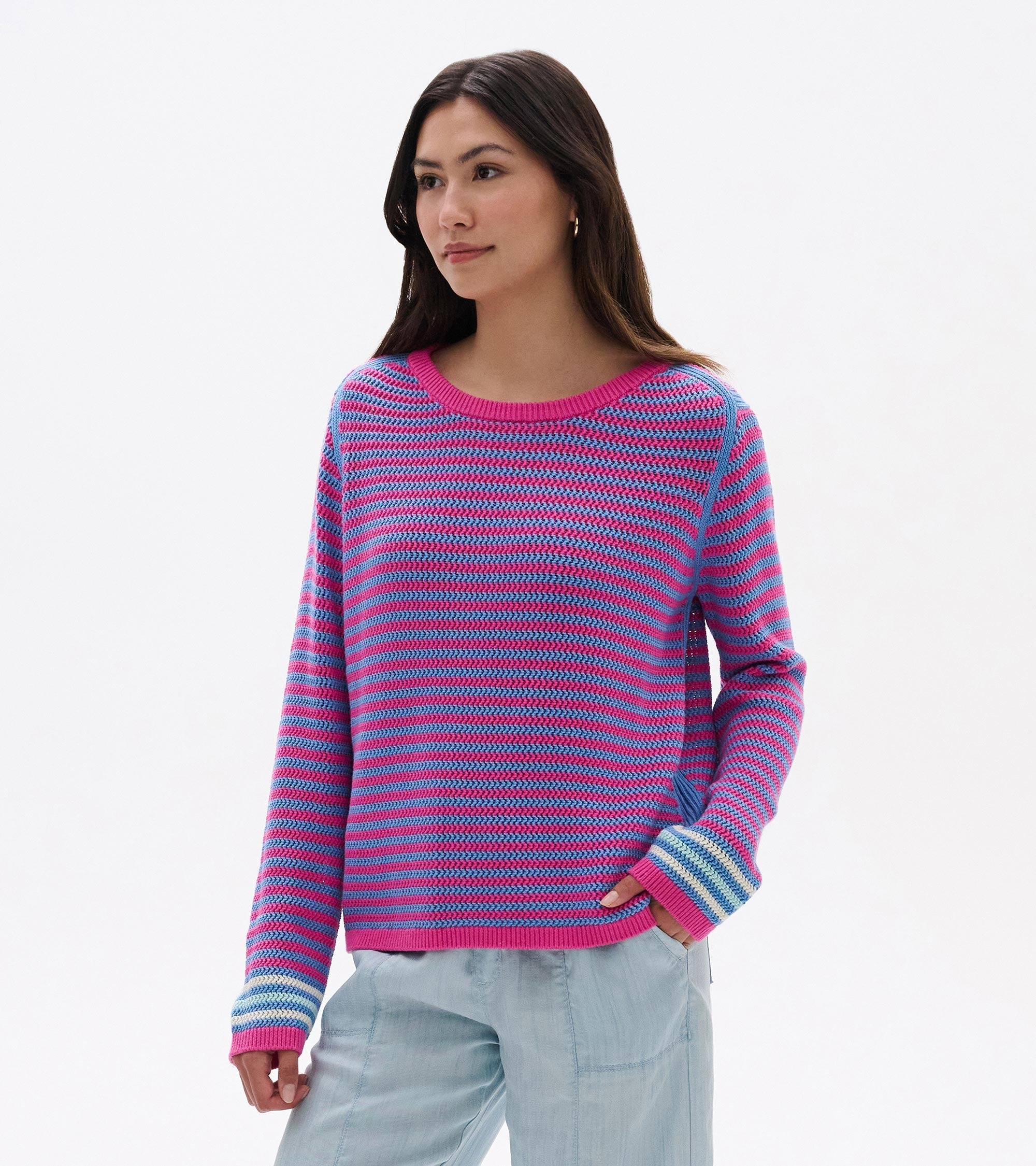 Pointelle Stripe Sweater - South East Summer | Hatley