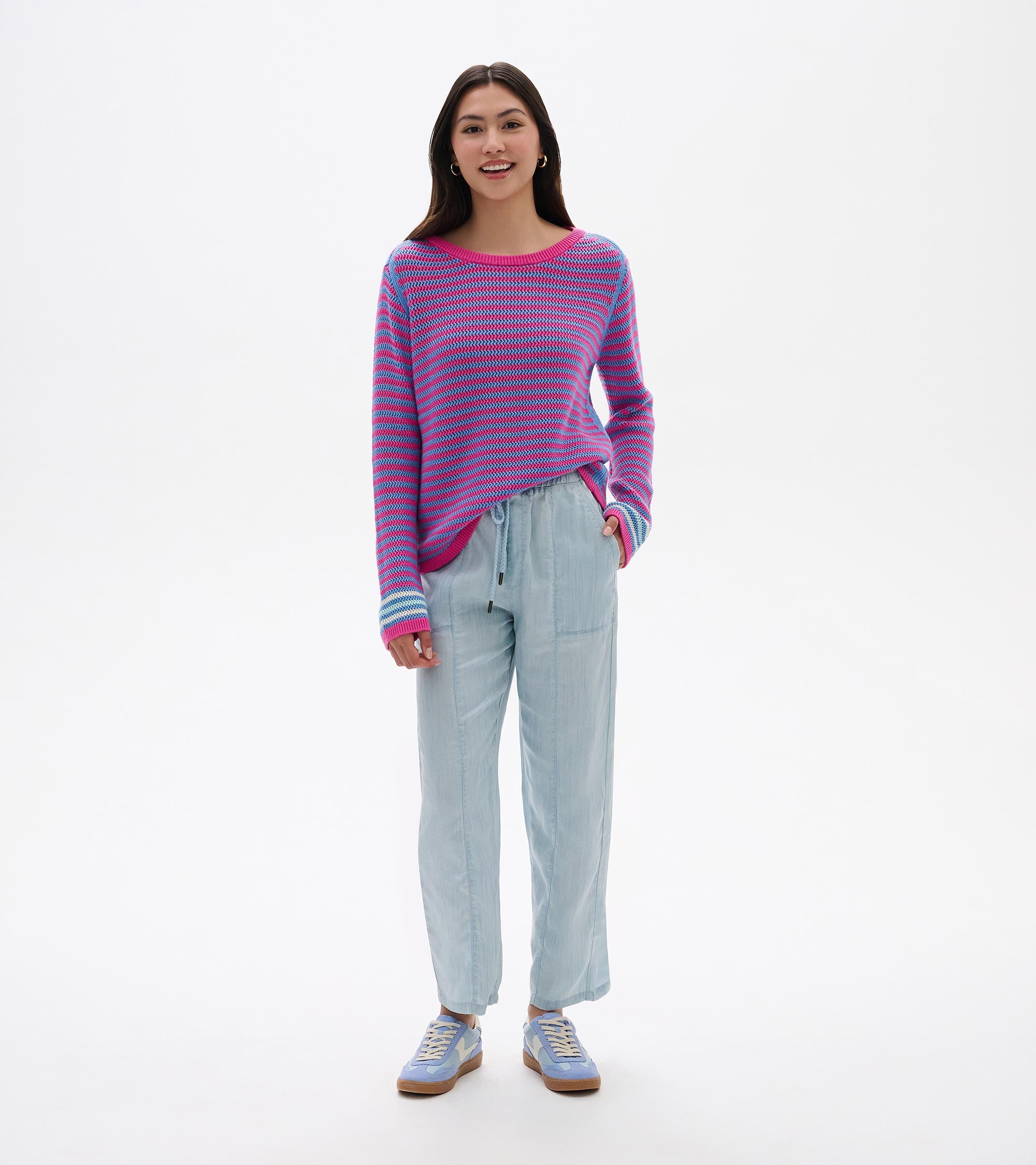 Pointelle Stripe Sweater - South East Summer | Hatley