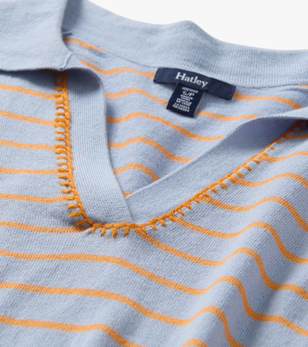 Johnny Collar Top - Serenity Stripe | Hatley US Women