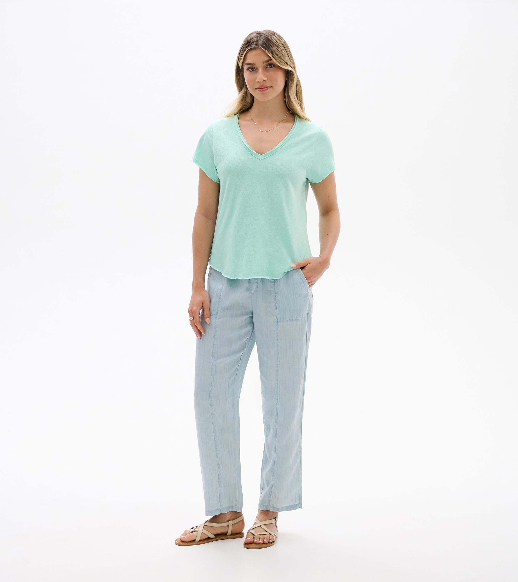 Sadie V-Neck Tee - Sea Glass | Hatley Outlet Women