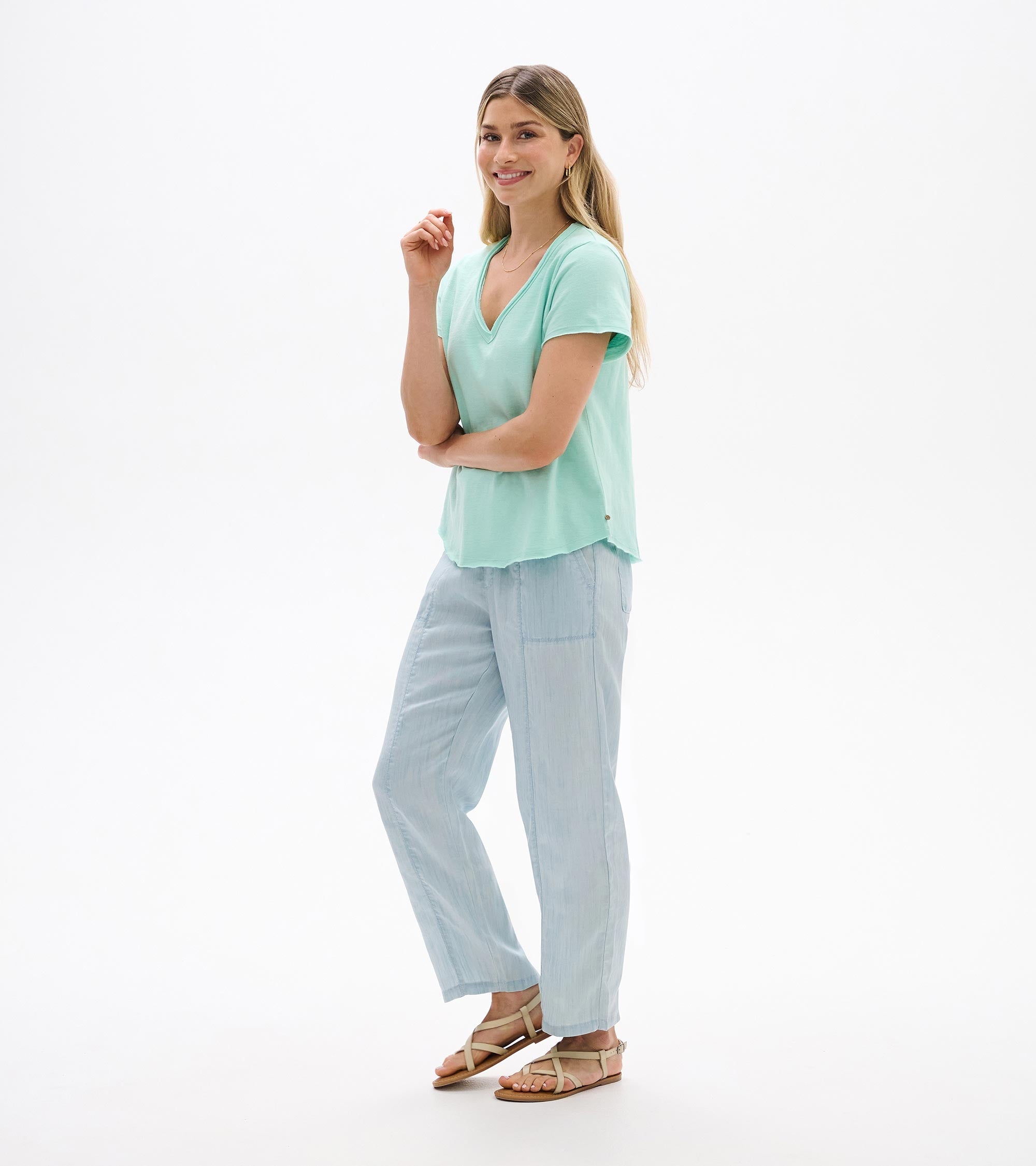 Sadie V-Neck Tee - Sea Glass | Hatley Outlet Women