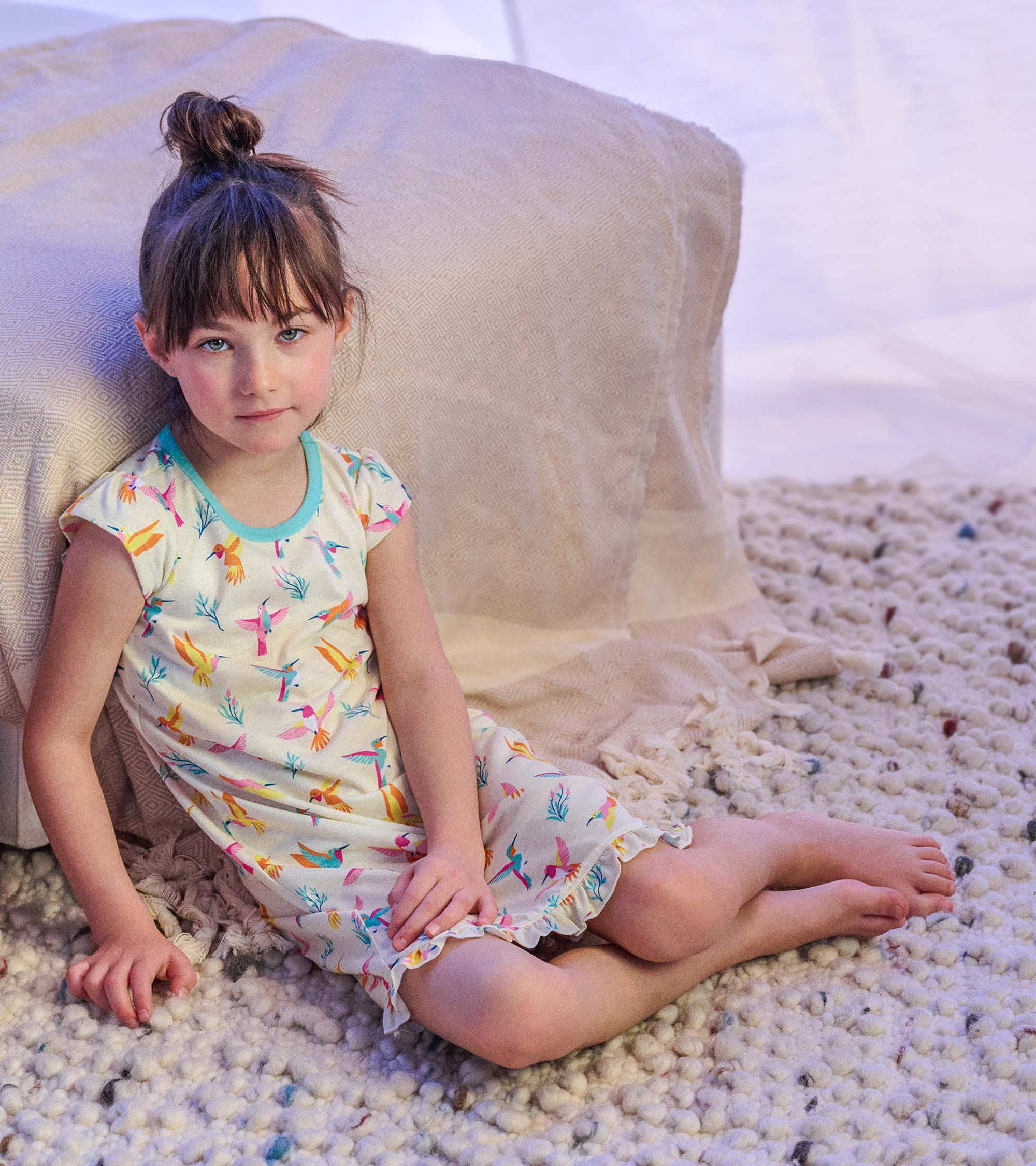 Girls Springtime Hummingbirds Ruffle Hem Nightdress | Hatley Outlet Girls