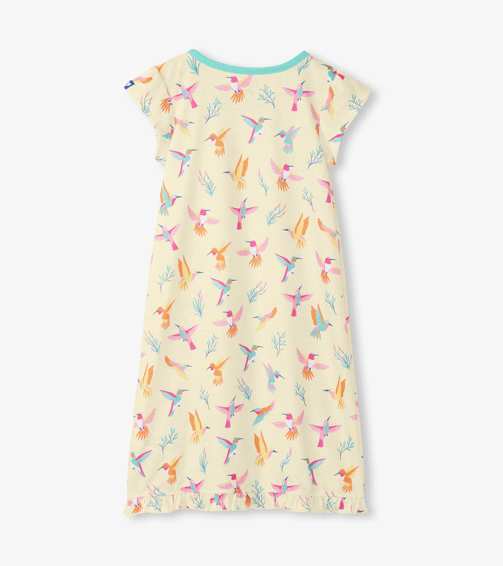 Girls Springtime Hummingbirds Ruffle Hem Nightdress | Hatley Outlet Girls