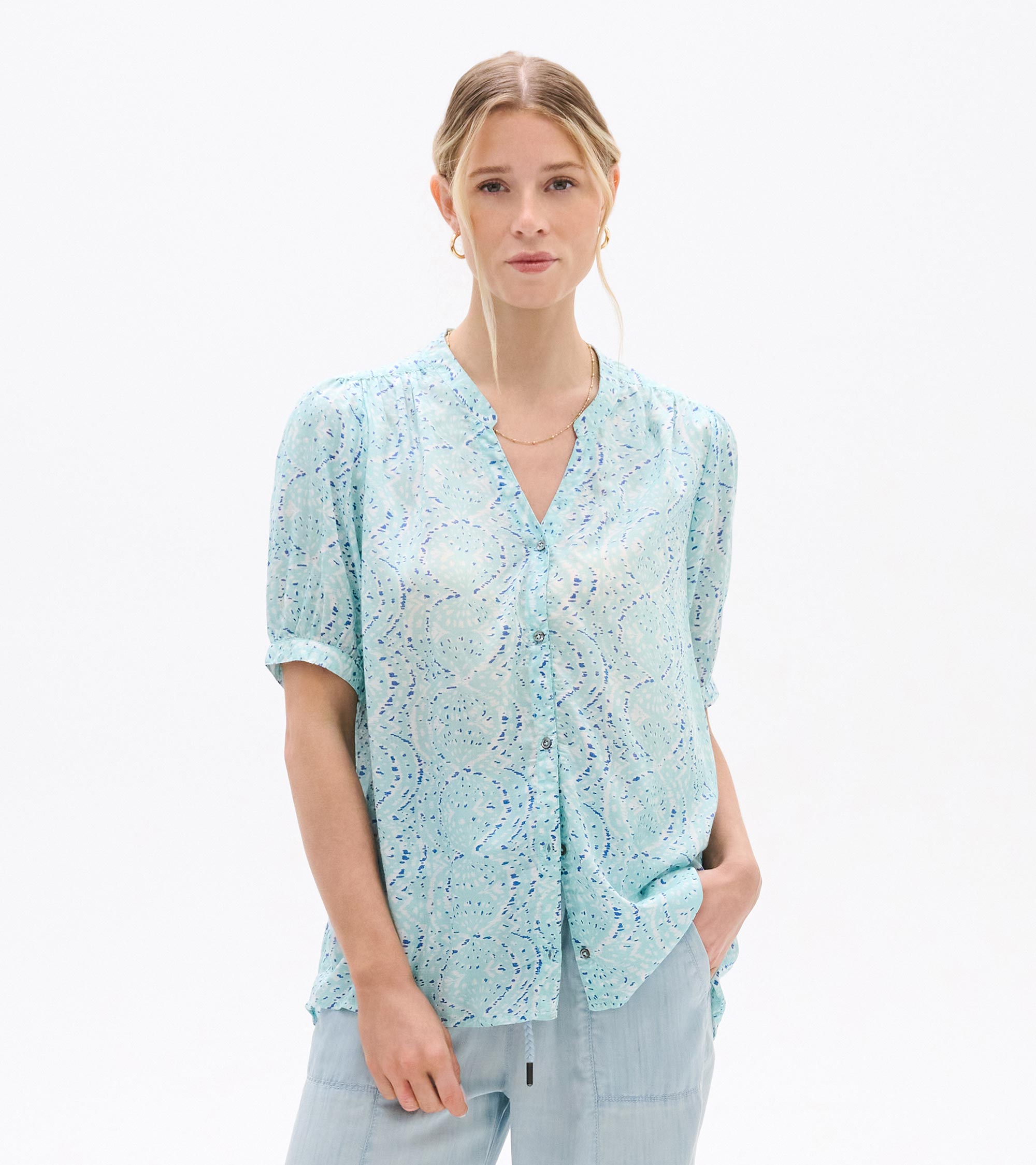 Ivy Blouse - Beach Glass Ikat | Hatley US Women