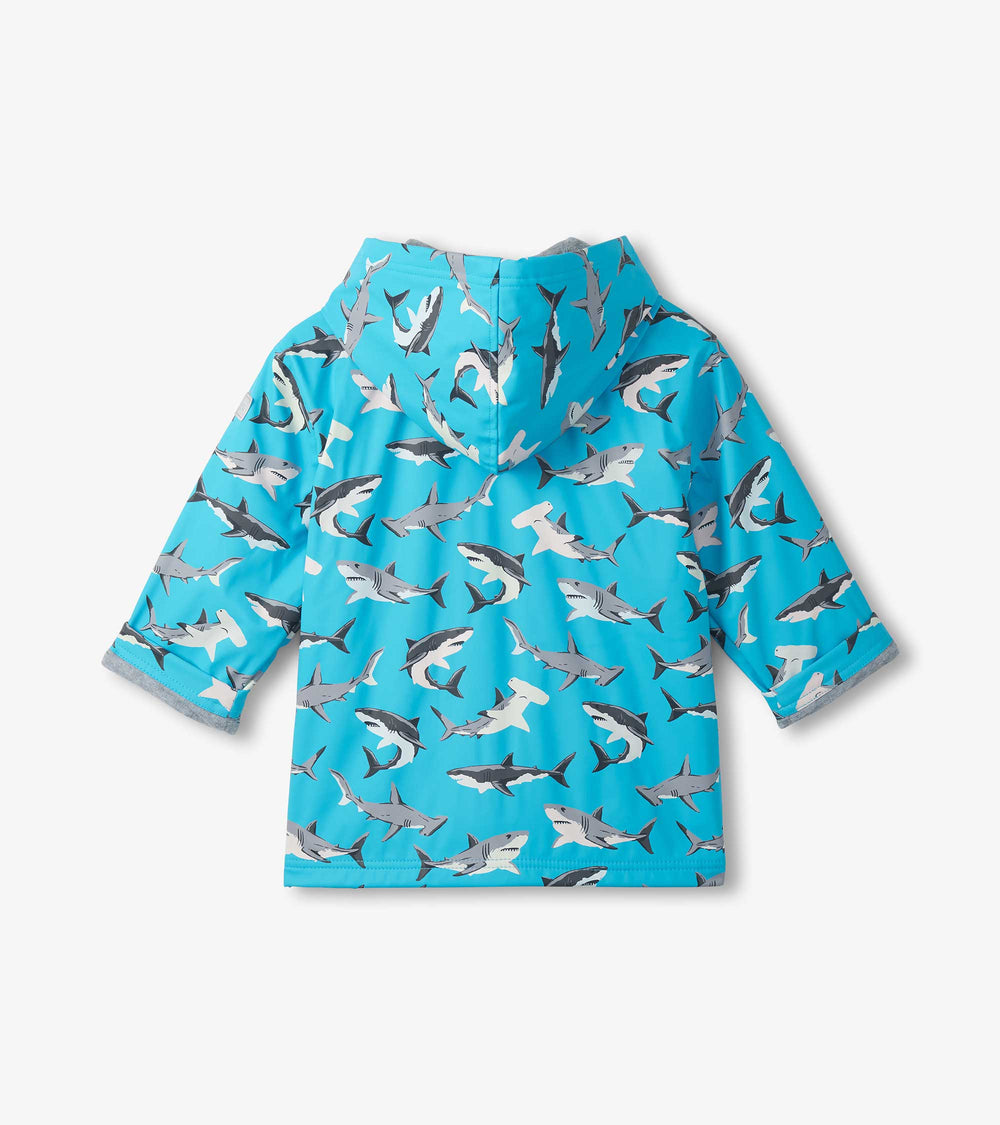 Boys Color Changing Shark Party Zip-Up Rain Jacket | Hatley Outlet Boys