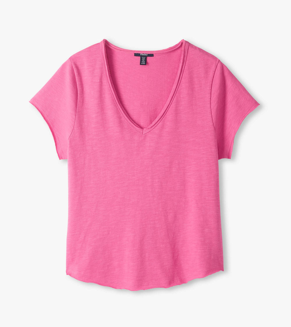Sadie V-Neck Tee - Super Pink | Hatley Women