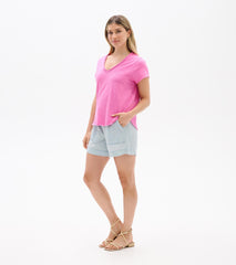 Sadie V-Neck Tee - Super Pink | Hatley Women