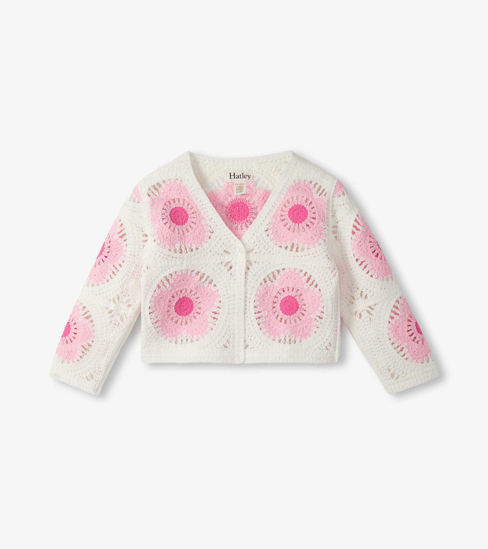 Baby & Toddler Girls Pink & Cream Flower Crochet Cardigan | Hatley Baby & Toddler