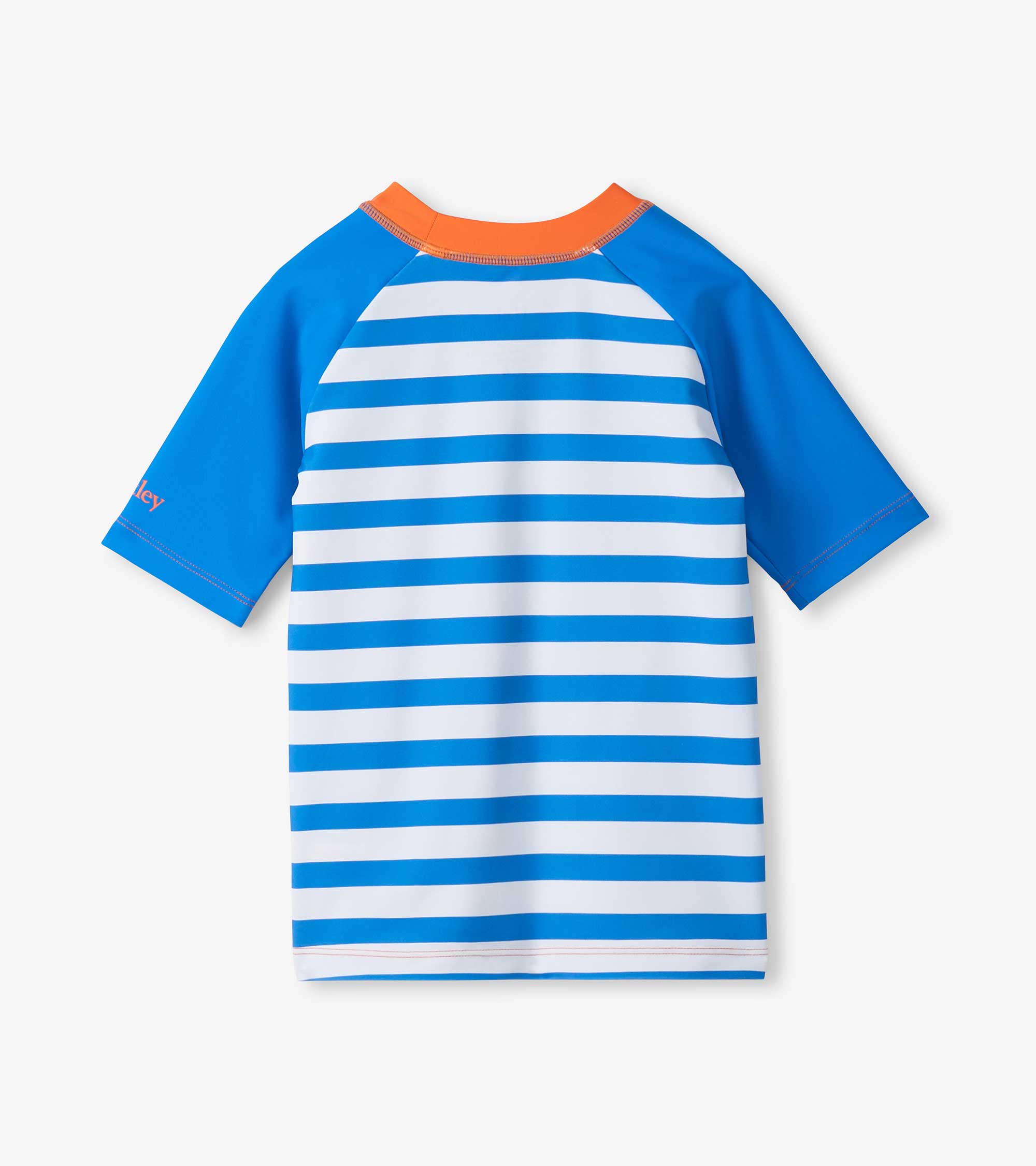 Boys Blue Stripe & Orange Short Sleeve Rashguard | Hatley Boys