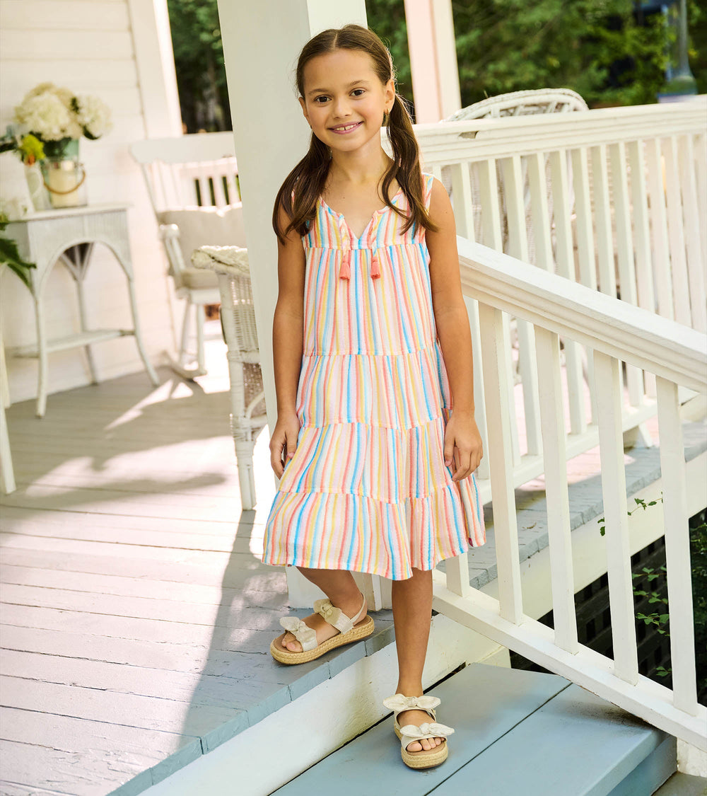 Girls Sunny Stripes Tiered Dress | Hatley Sale Girls