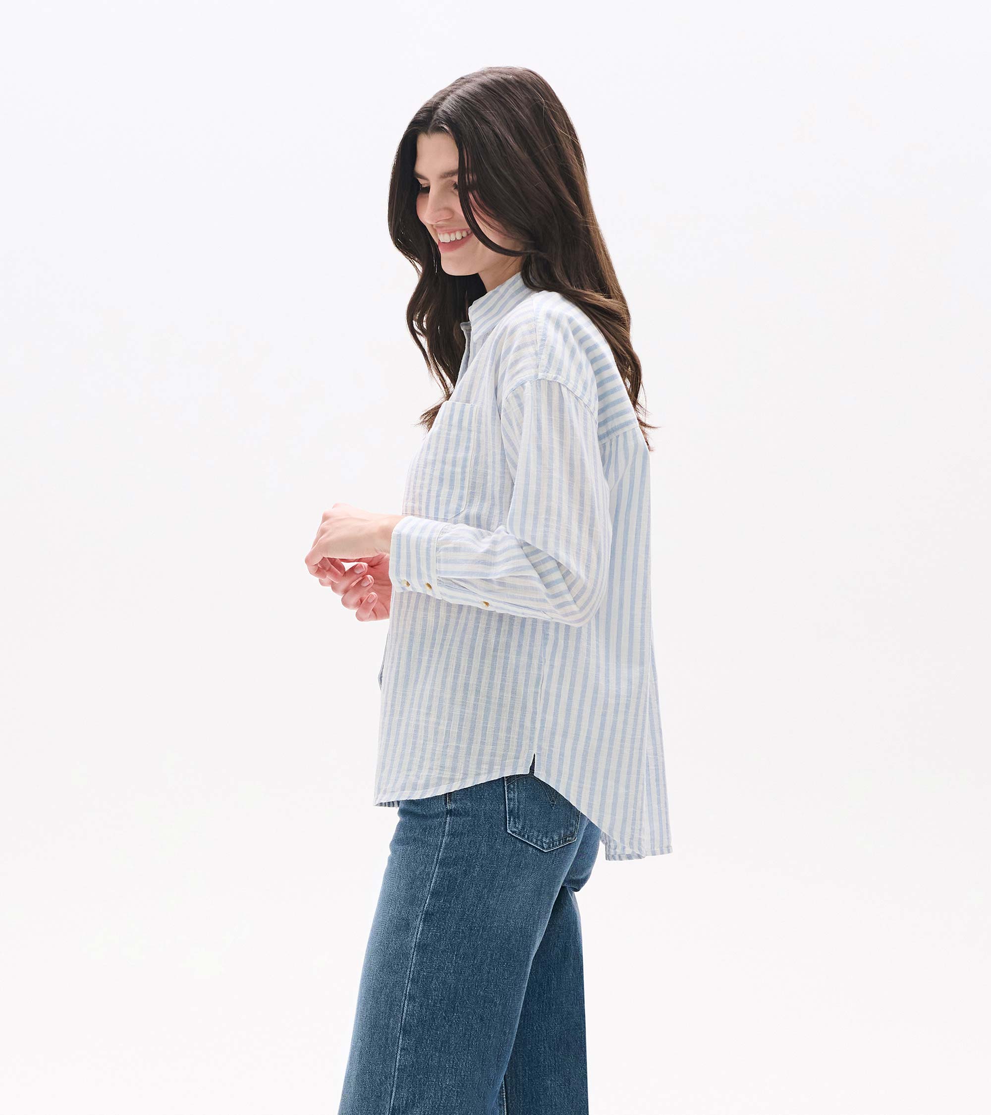 Relaxed Button Down - Cashmere Blue Stripes | Hatley Discount Women