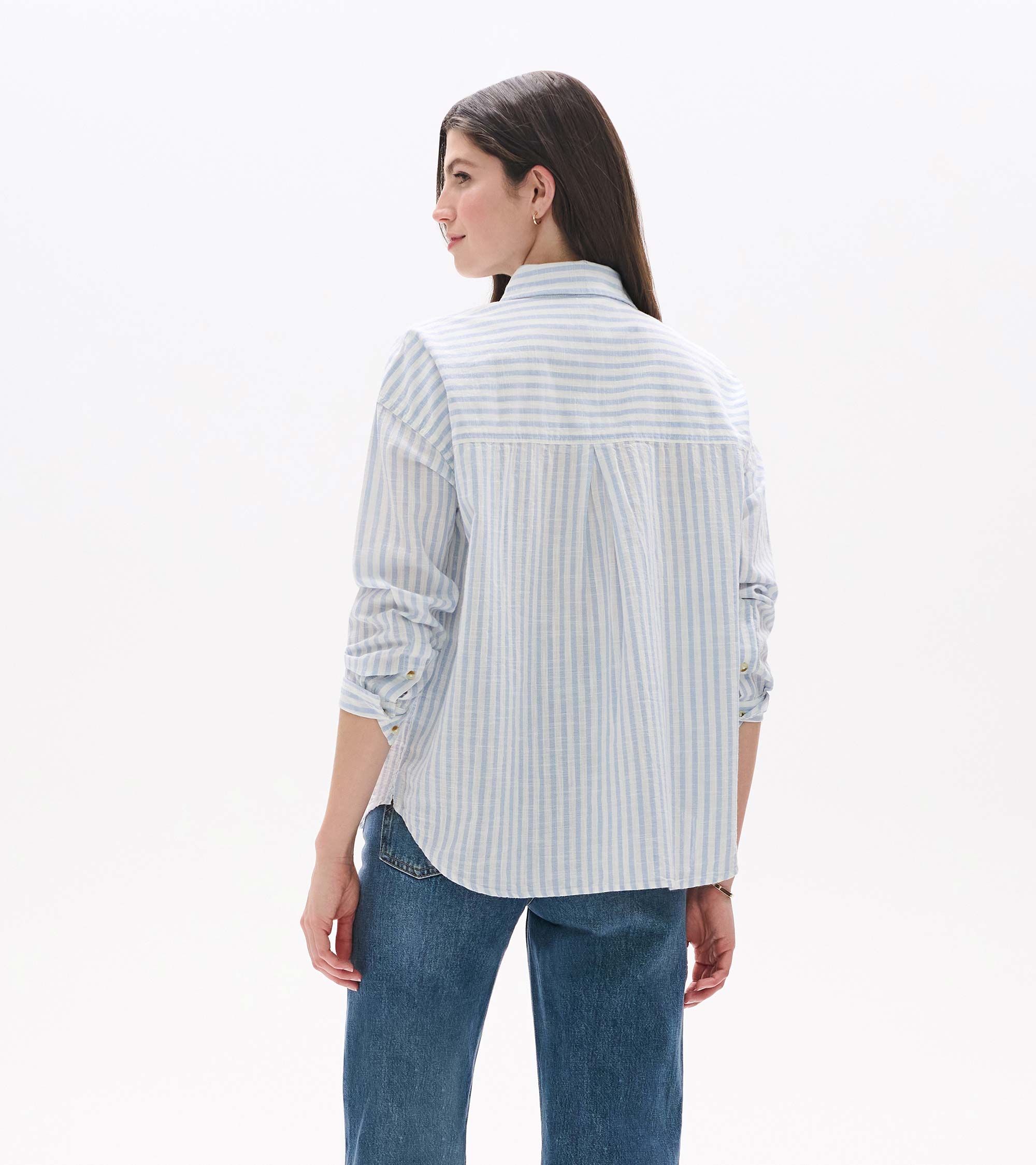 Relaxed Button Down - Cashmere Blue Stripes | Hatley Discount Women