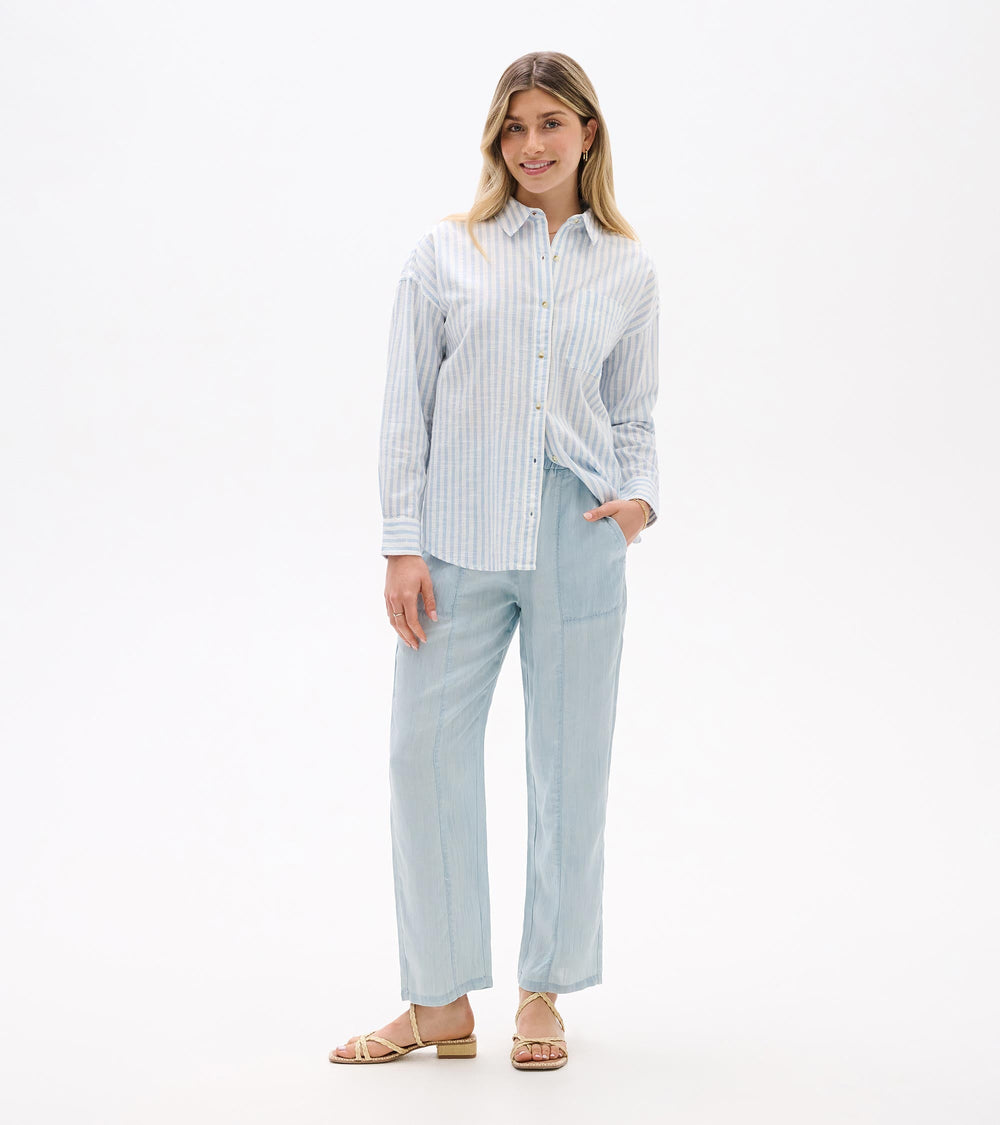 Relaxed Button Down - Cashmere Blue Stripes | Hatley Discount Women