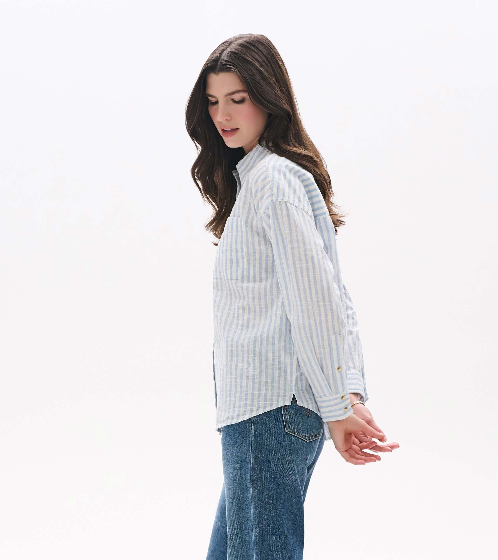 Relaxed Button Down - Cashmere Blue Stripes | Hatley Discount Women