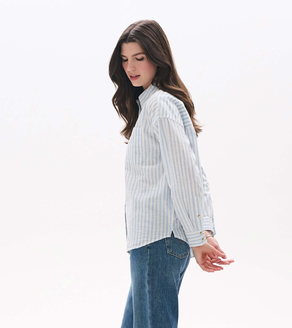 Relaxed Button Down - Cashmere Blue Stripes | Hatley Discount Women