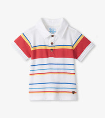 Baby & Toddler Boys Seascape Stripes Peached Jersey Polo T-Shirt | Hatley