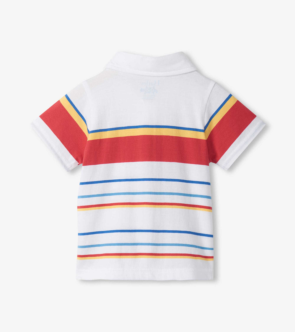 Baby & Toddler Boys Seascape Stripes Peached Jersey Polo T-Shirt | Hatley
