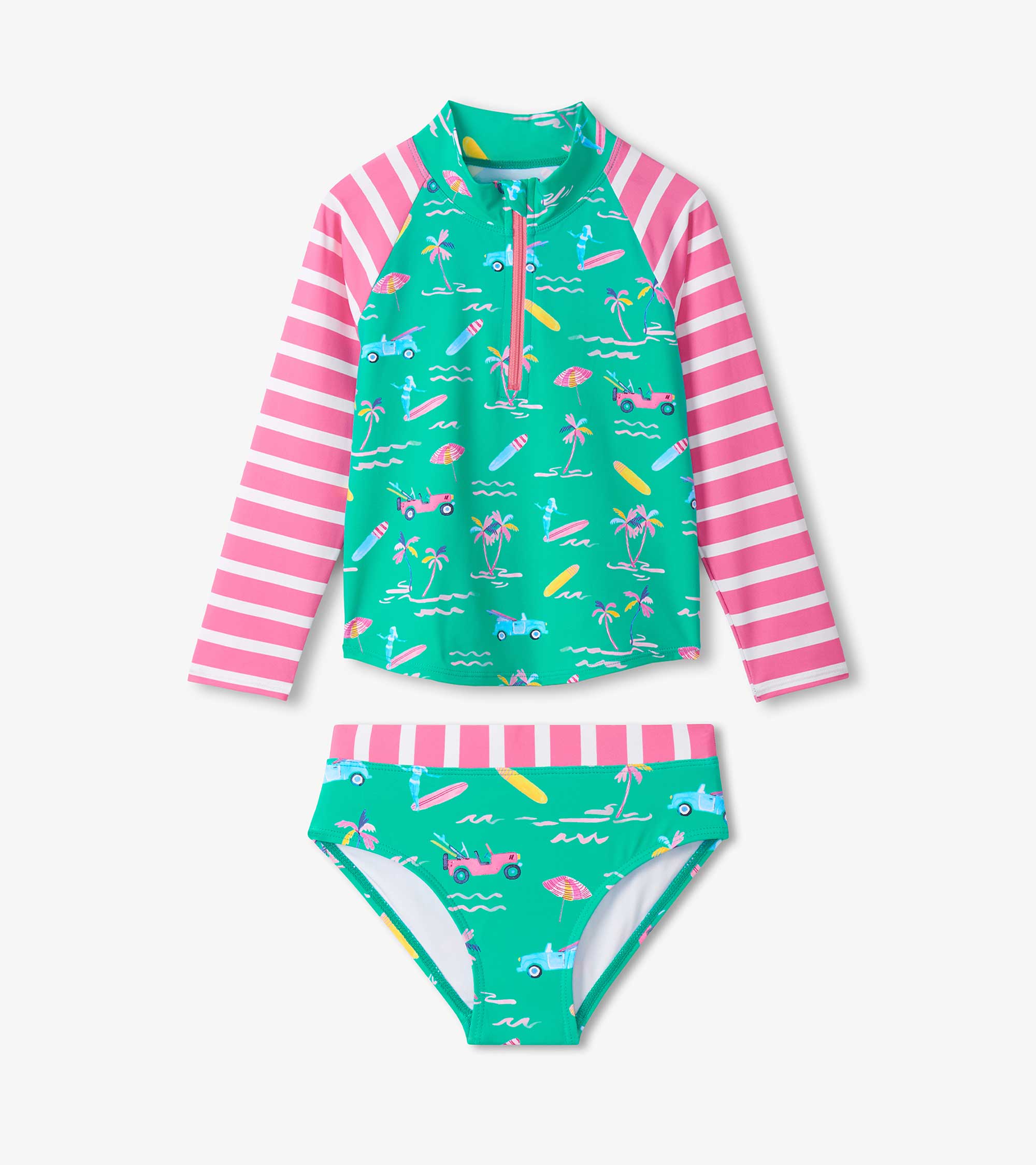 Girls Tropical Long Sleeve Two-Piece Rashguard Swimsuit | Hatley Sale Girls