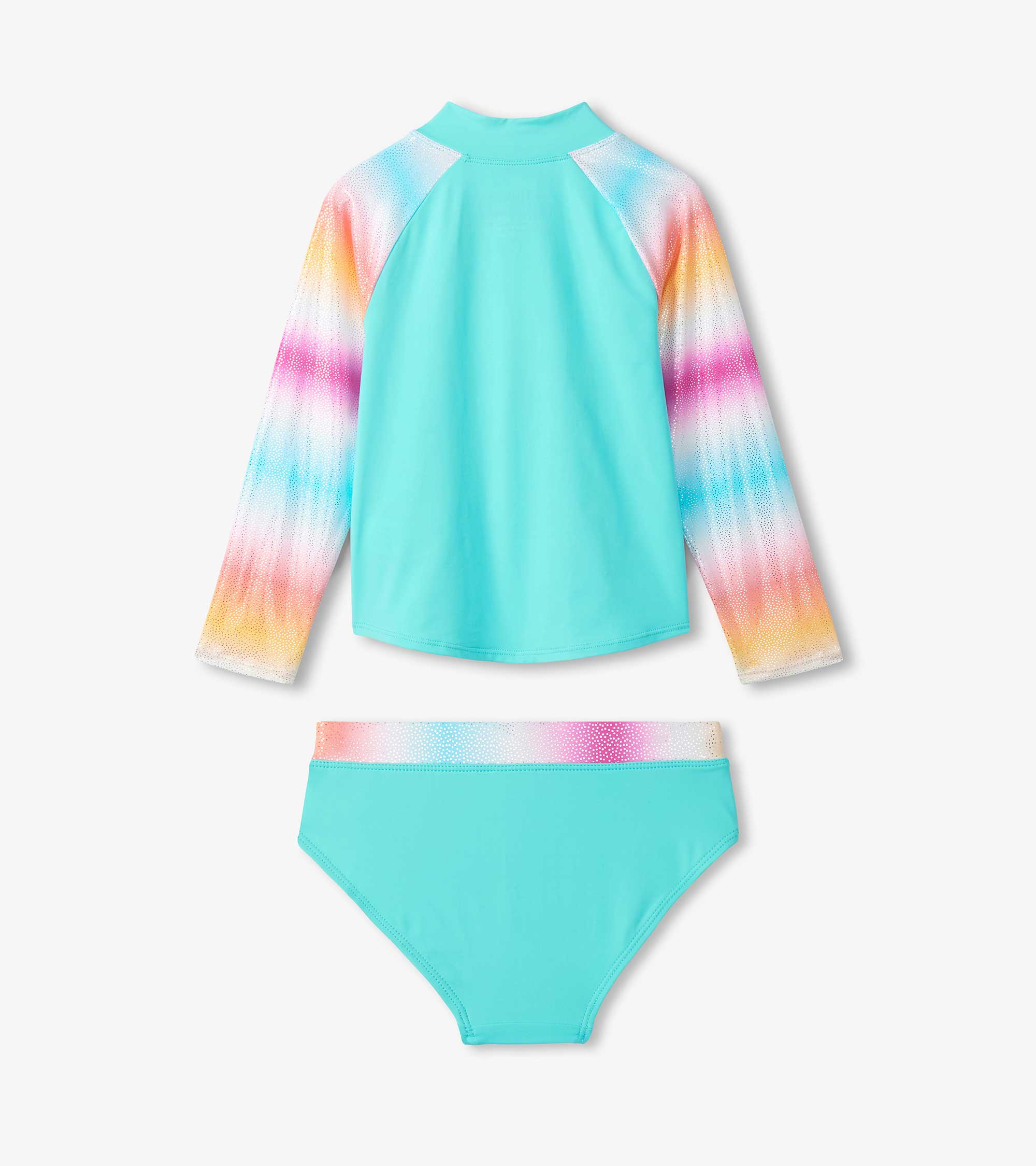 Girls Turquoise Shimmer Long Sleeve Two-Piece Rashguard Swimsuit | Hatley US Girls