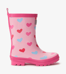 Girls Pink Hearts Shiny Rain Boot | Hatley Discount Girls