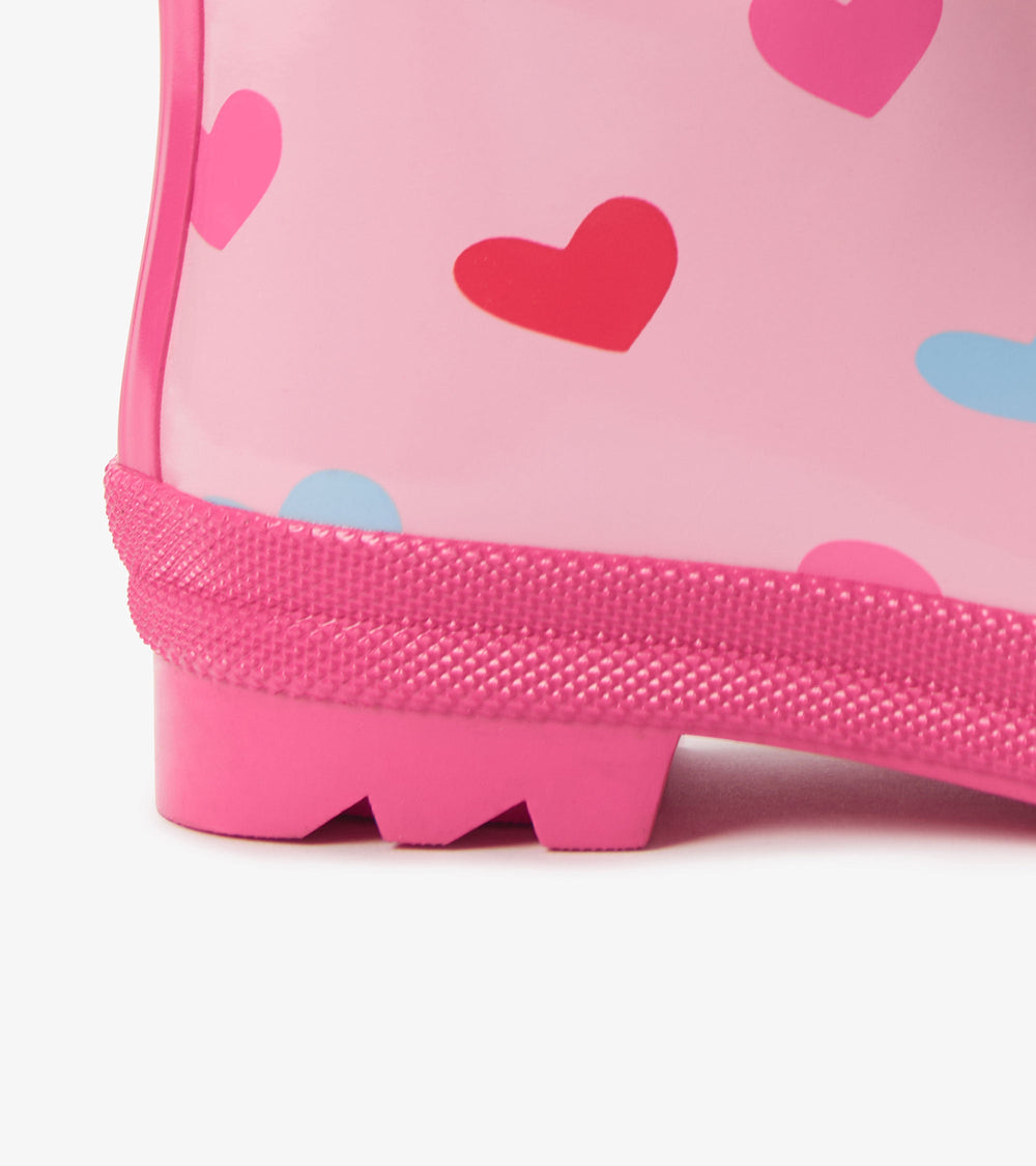 Girls Pink Hearts Shiny Rain Boot | Hatley Discount Girls