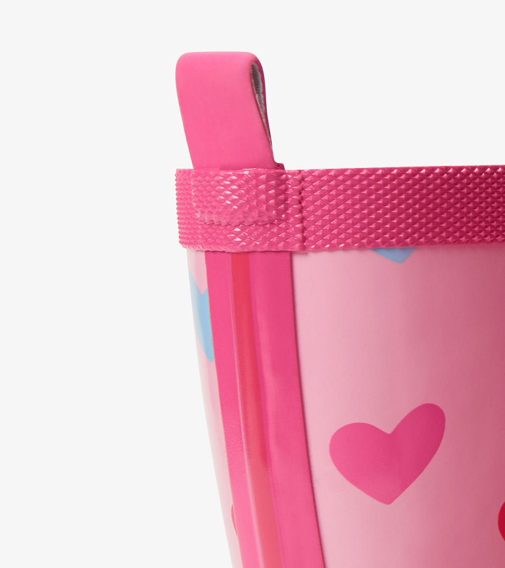 Girls Pink Hearts Shiny Rain Boot | Hatley Discount Girls