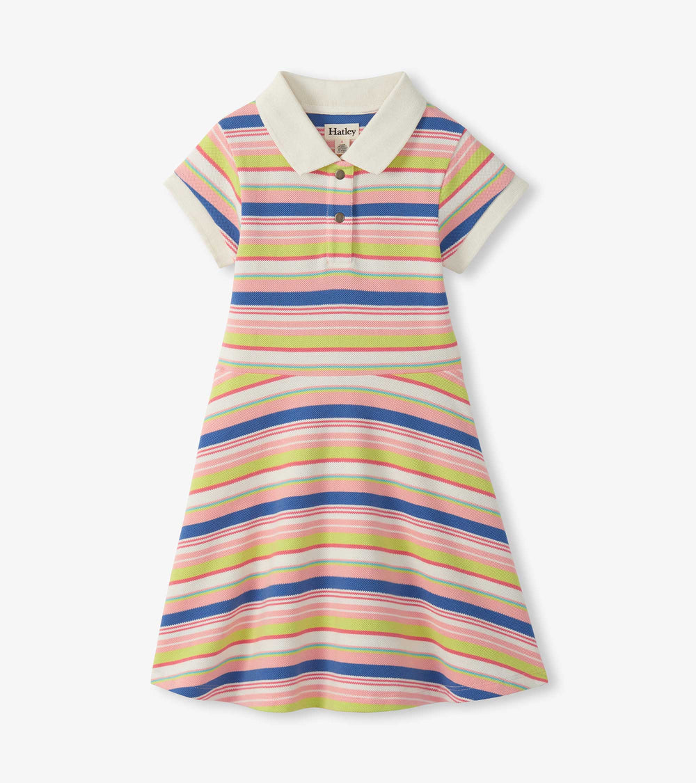 Girls Vintage Camp Stripe Pique Polo Dress | Hatley Outlet Girls