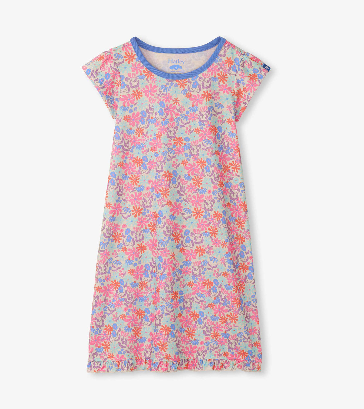 Girls Whimsical Flowers Ruffle Hem Nightdress | Hatley Girls