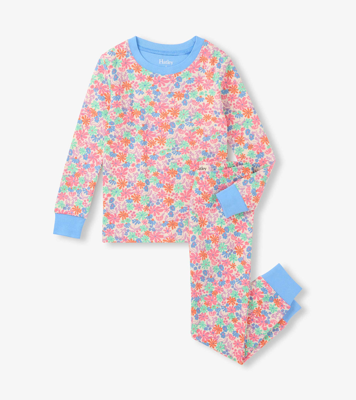 Girls Whimsical Flowers Cotton Pajama Set | Hatley Sale Girls