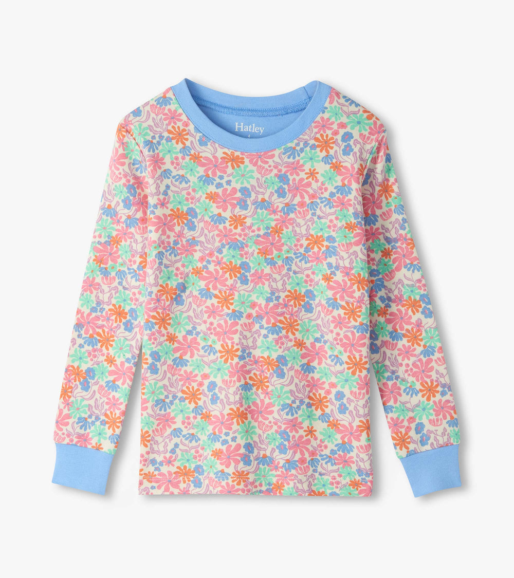 Girls Whimsical Flowers Cotton Pajama Set | Hatley Sale Girls