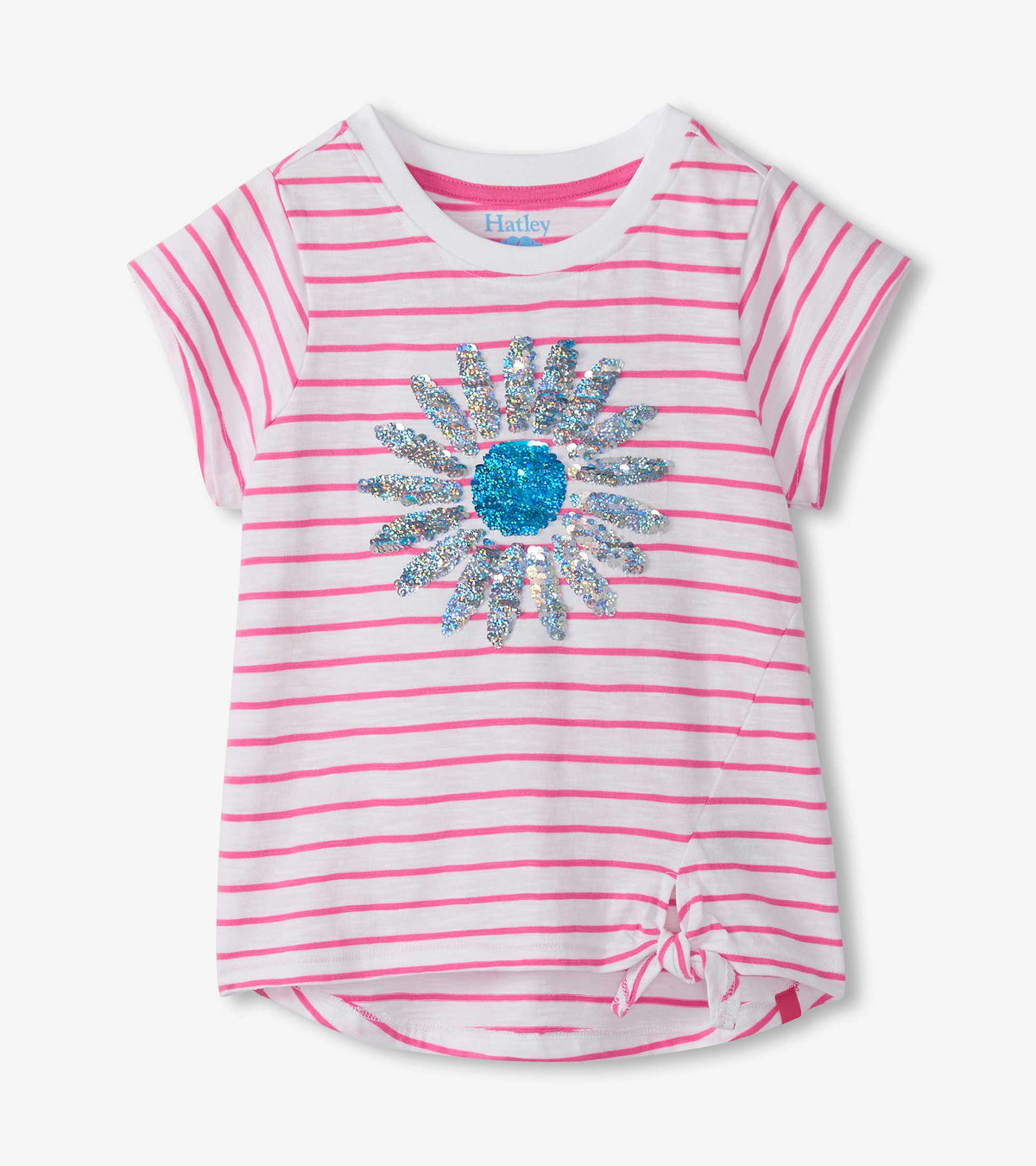 Girls Radiant Flower Striped Tie Front T-Shirt | Hatley Outlet Girls