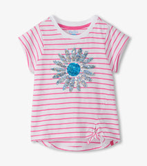 Girls Radiant Flower Striped Tie Front T-Shirt | Hatley Outlet Girls
