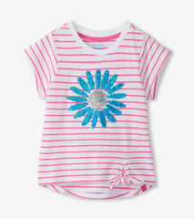 Girls Radiant Flower Striped Tie Front T-Shirt | Hatley Outlet Girls