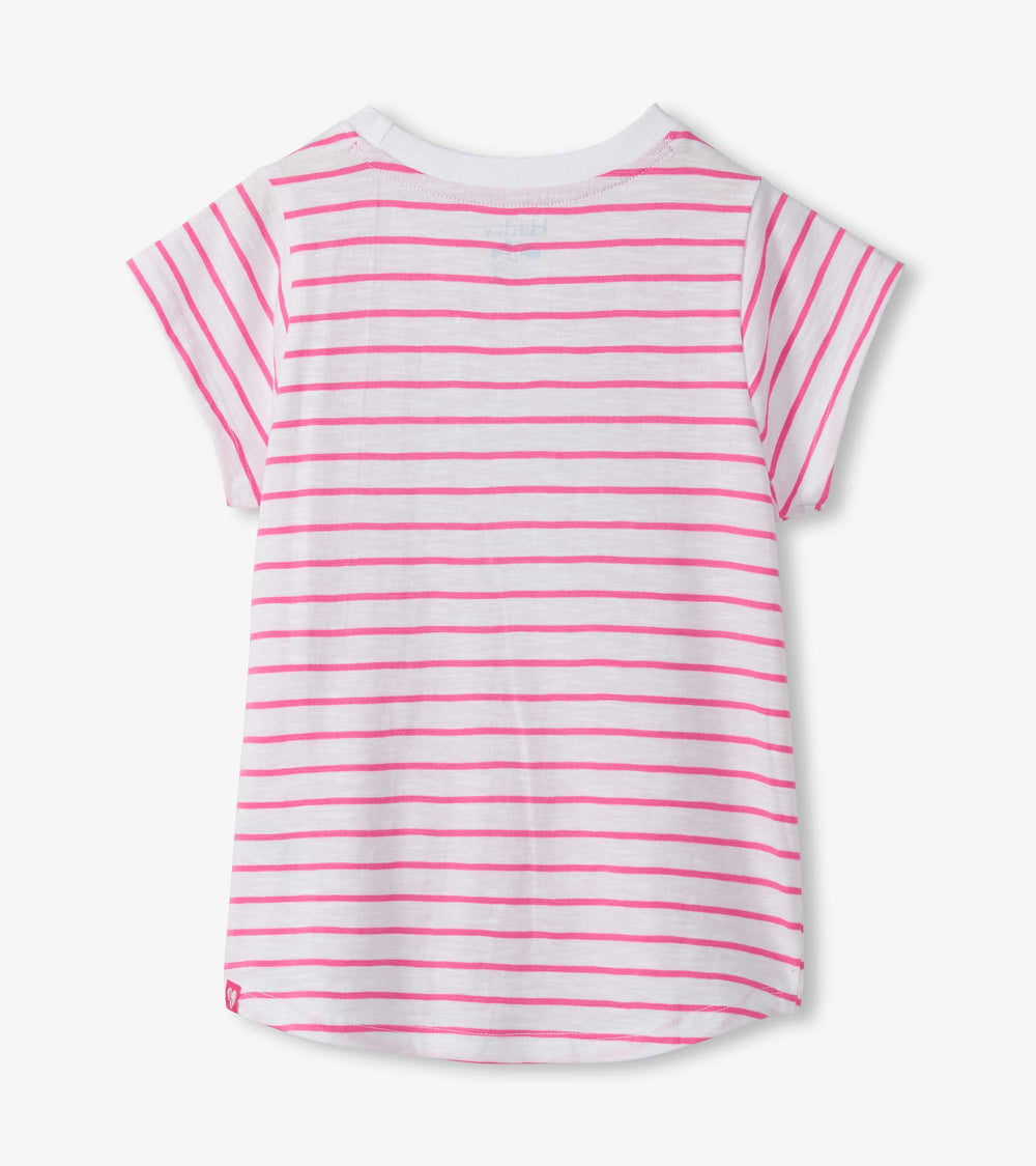 Girls Radiant Flower Striped Tie Front T-Shirt | Hatley Outlet Girls