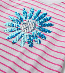 Girls Radiant Flower Striped Tie Front T-Shirt | Hatley Outlet Girls