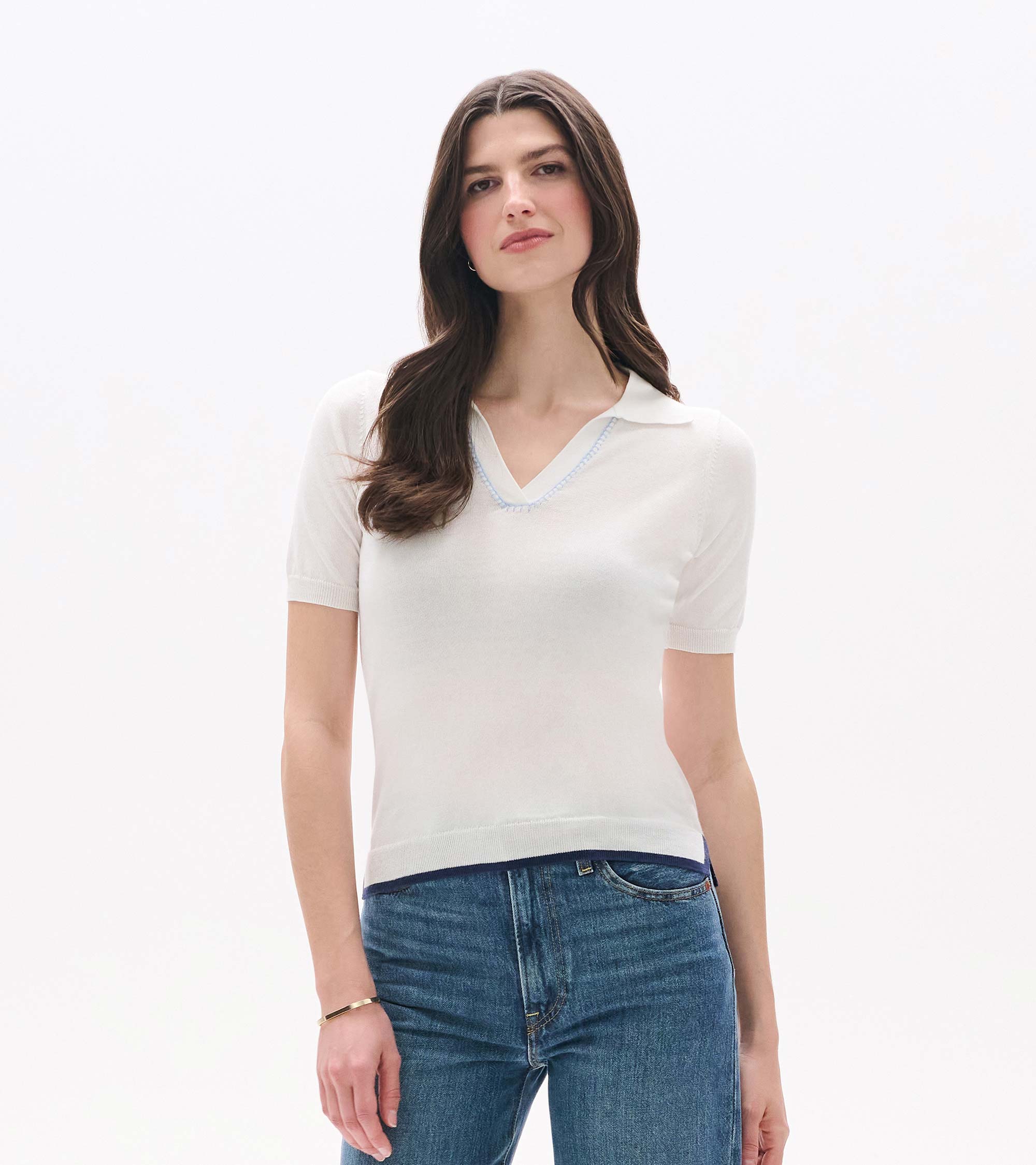 Johnny Collar Top - White | Hatley Discount Women