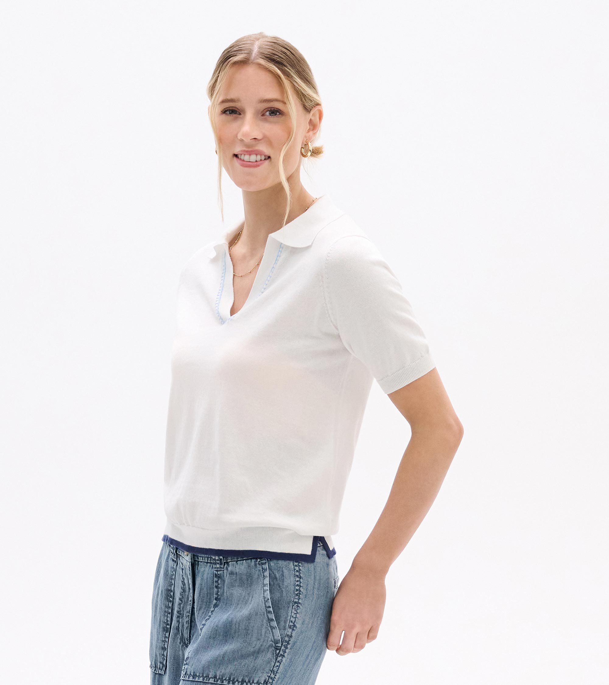 Johnny Collar Top - White | Hatley Discount Women