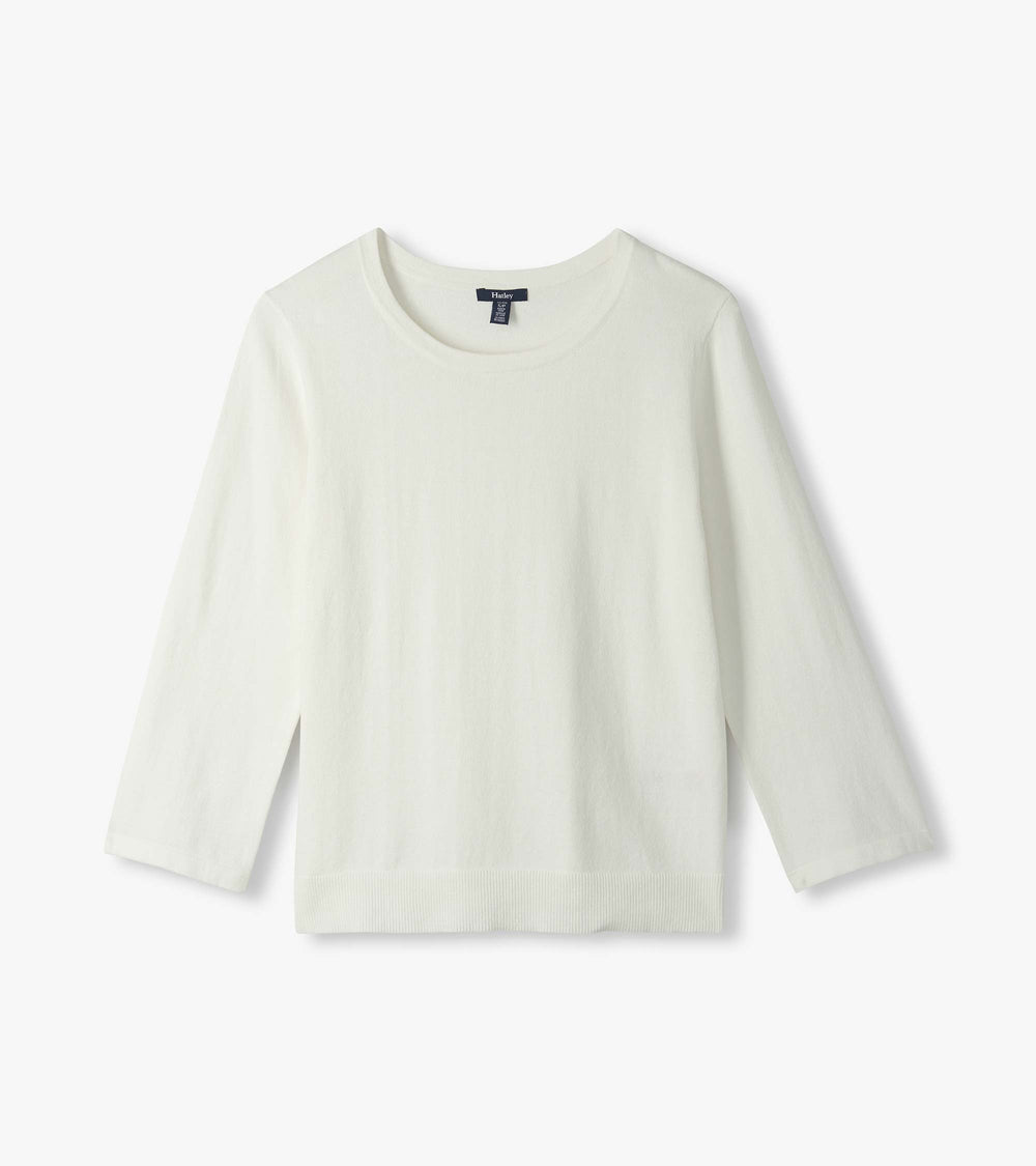3/4 Sleeve Knit Top - White | Hatley Outlet Women