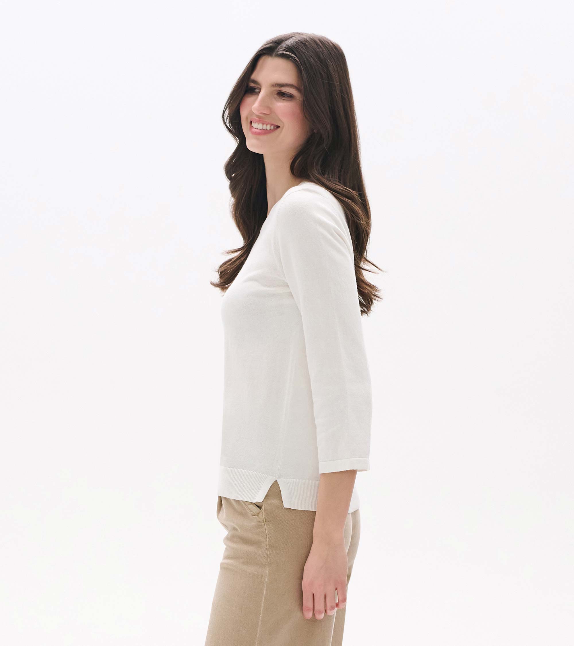 3/4 Sleeve Knit Top - White | Hatley Outlet Women