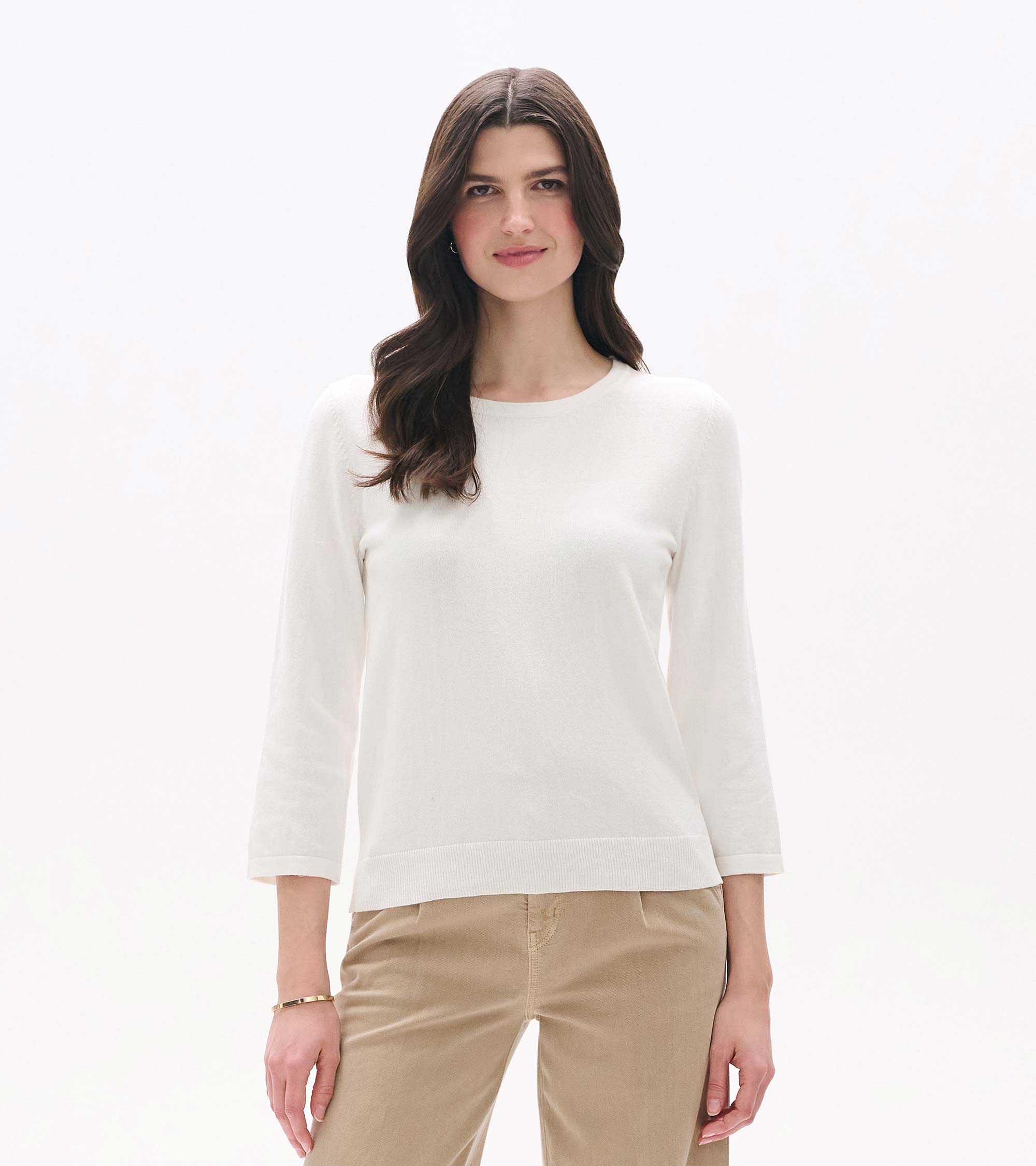 3/4 Sleeve Knit Top - White | Hatley Outlet Women