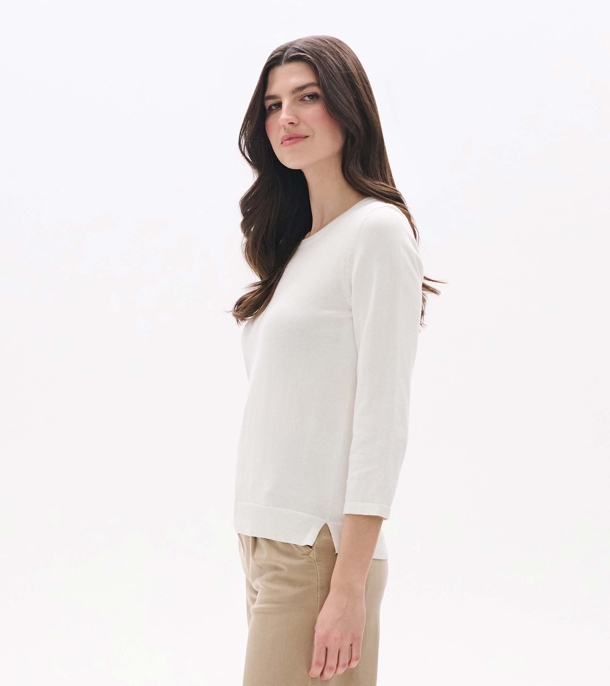 3/4 Sleeve Knit Top - White | Hatley Outlet Women