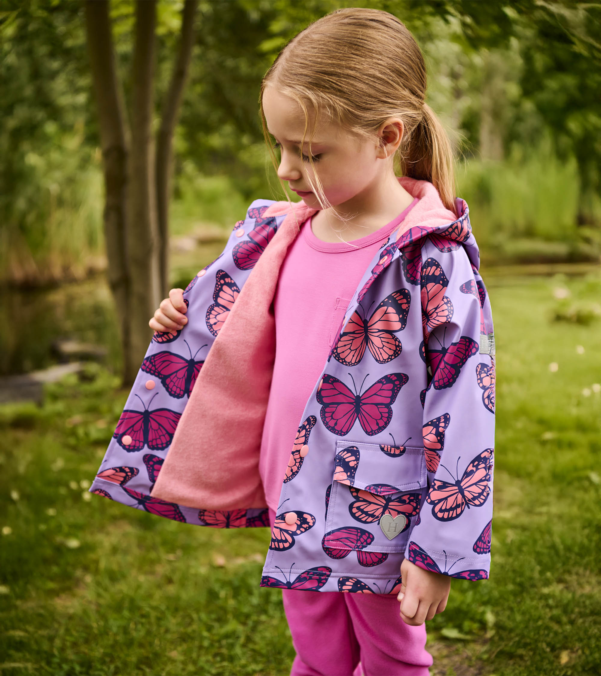 Girls Violet Butterflies Rain Jacket | Hatley Sale Girls