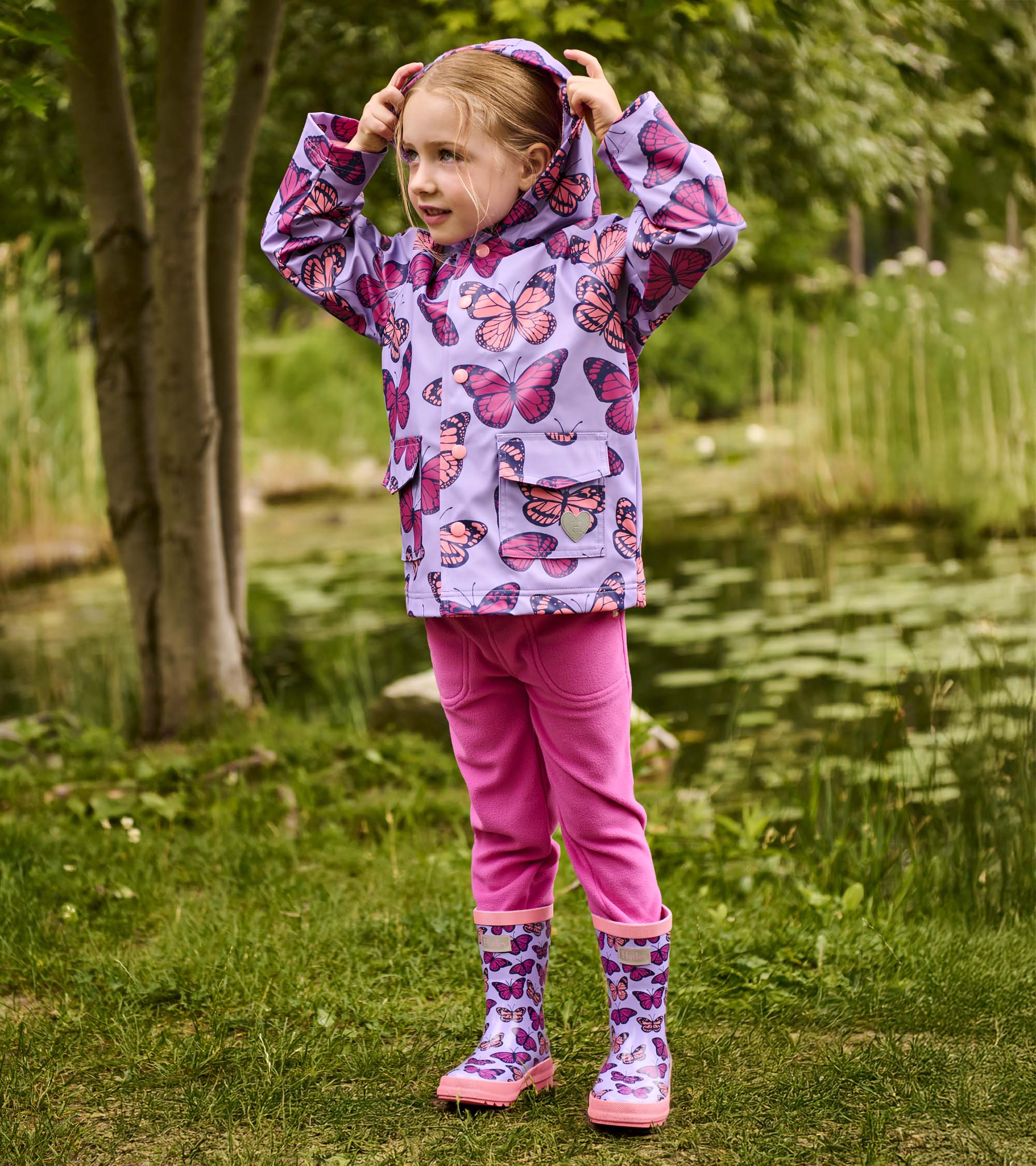 Girls Violet Butterflies Rain Jacket | Hatley Sale Girls