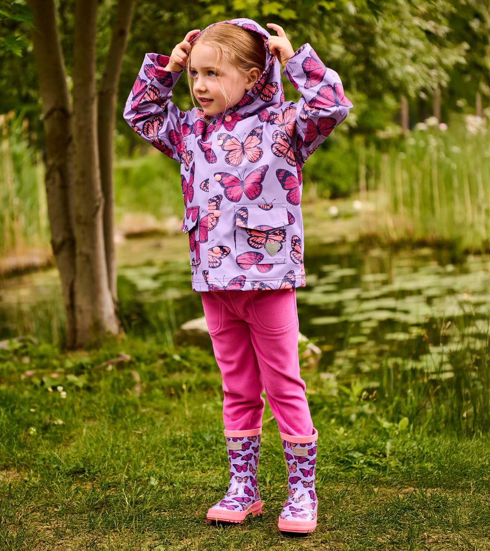 Girls Violet Butterflies Rain Jacket | Hatley Sale Girls