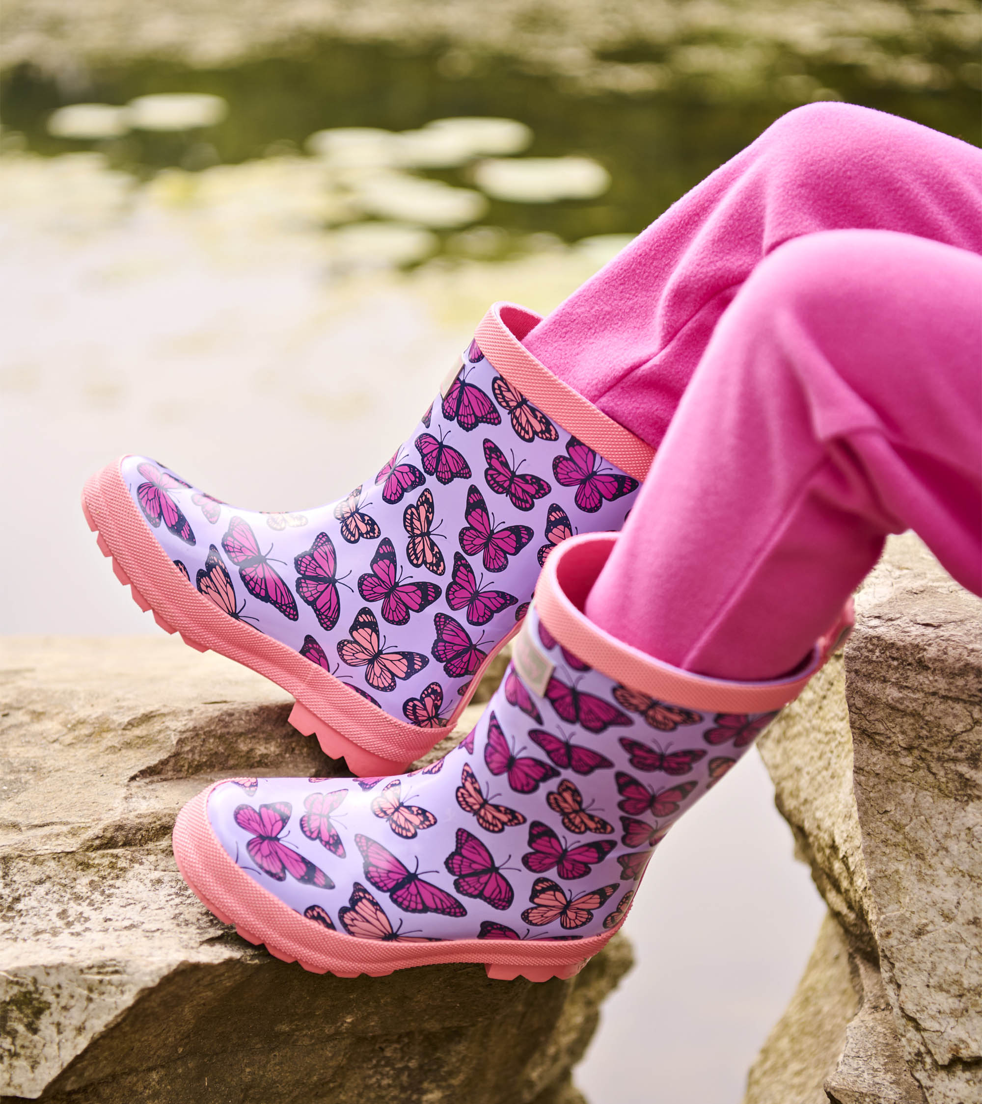 Girls Violet Butterflies Shiny Rain Boots | Hatley Onsale Girls