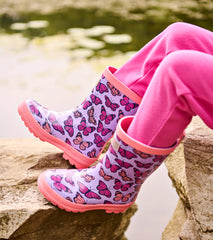 Girls Violet Butterflies Shiny Rain Boots | Hatley Onsale Girls