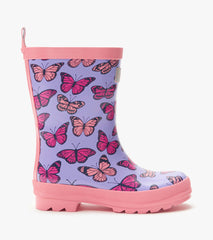 Girls Violet Butterflies Shiny Rain Boots | Hatley Onsale Girls