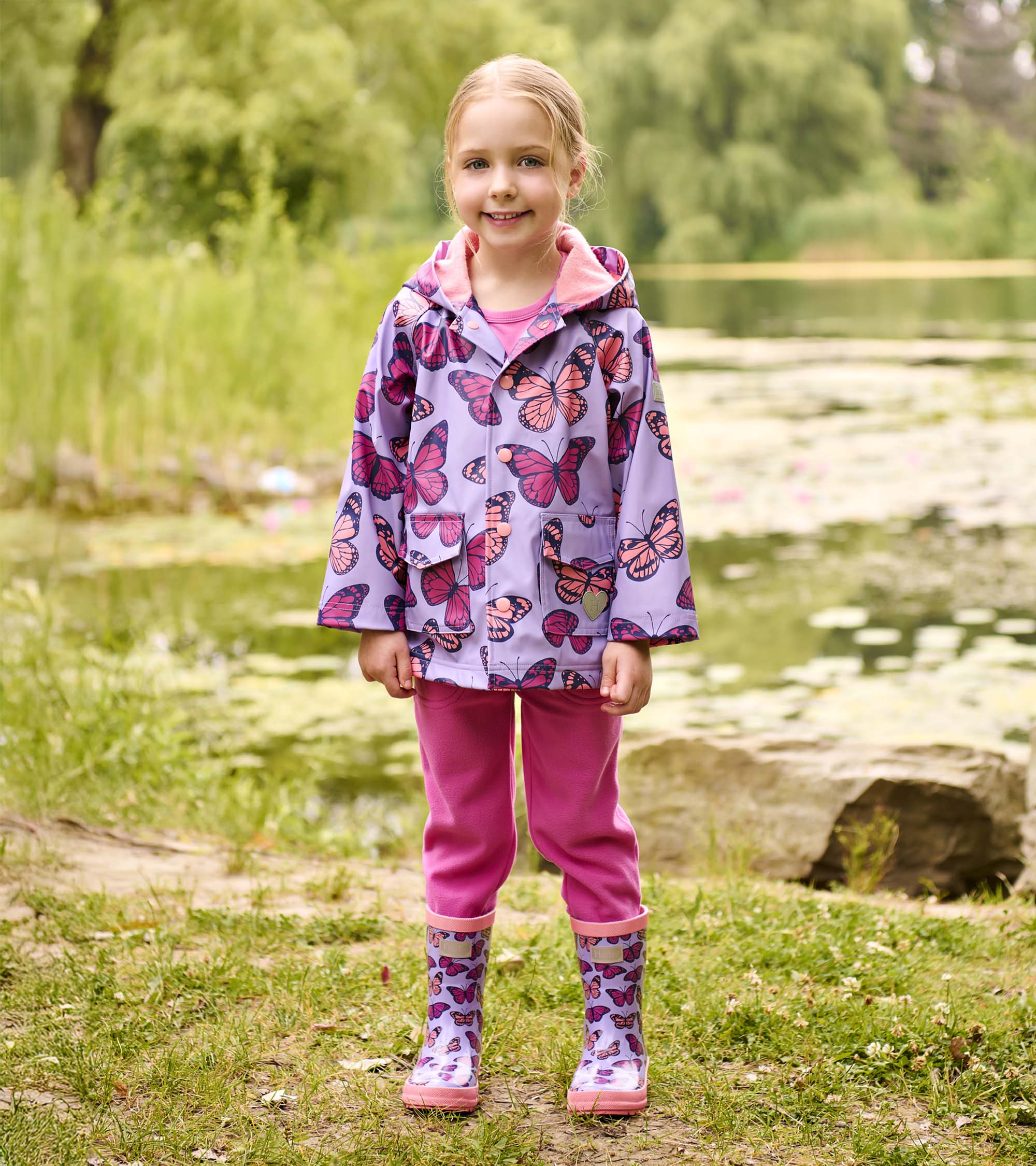 Girls Violet Butterflies Shiny Rain Boots | Hatley Onsale Girls