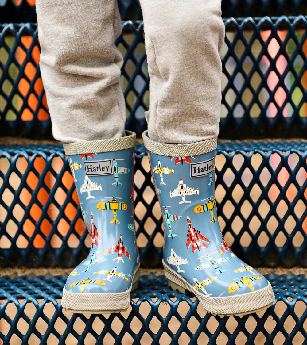 Boys Airplanes Shiny Rain Boots | Hatley Onsale Boys