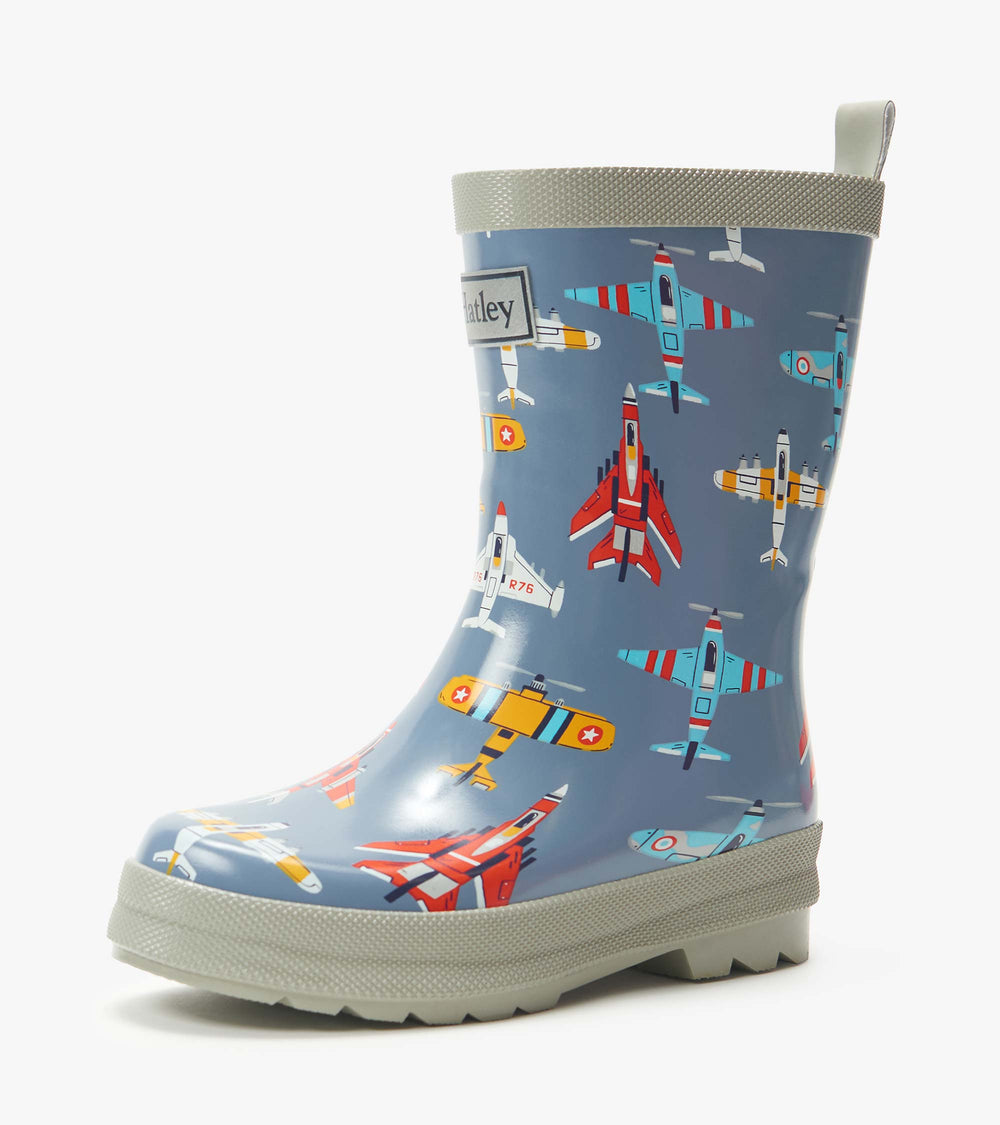 Boys Airplanes Shiny Rain Boots | Hatley Onsale Boys